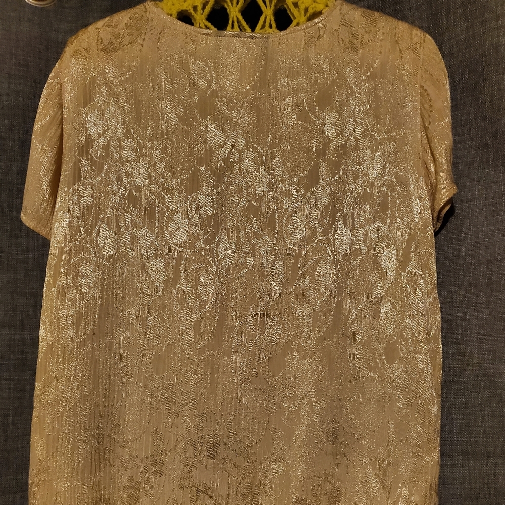 🛍Carole Little shimmery short sleeve top, size 4 EUC